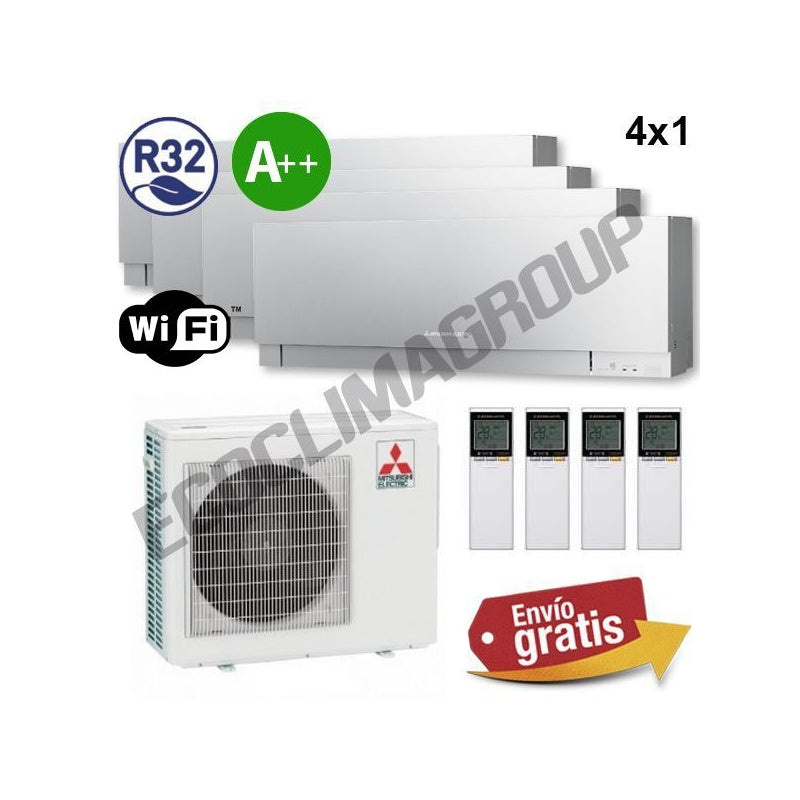 Aire Acondicionado Multisplit 4x1 Mitsubishi MXZ-4F72VF + MSZ-EF25VG + MSZ-EF25VG + MSZ-EF25VG + MSZ-EF35VG PLATA