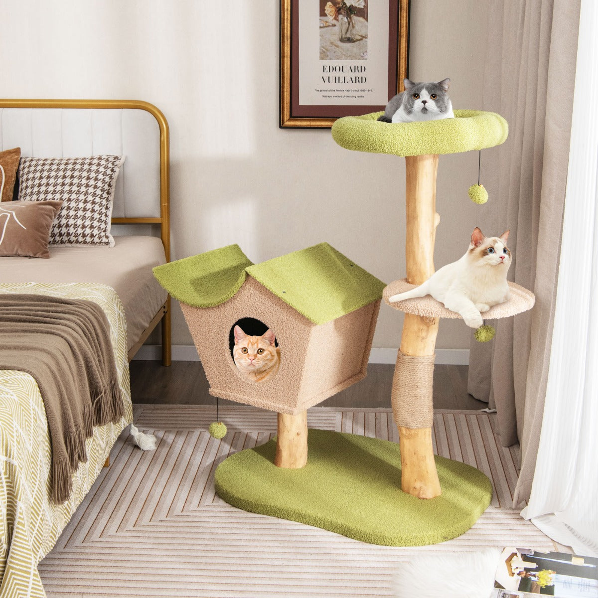 NNECW 110CM Cat Tree with Padded Top Perch for Pet-4