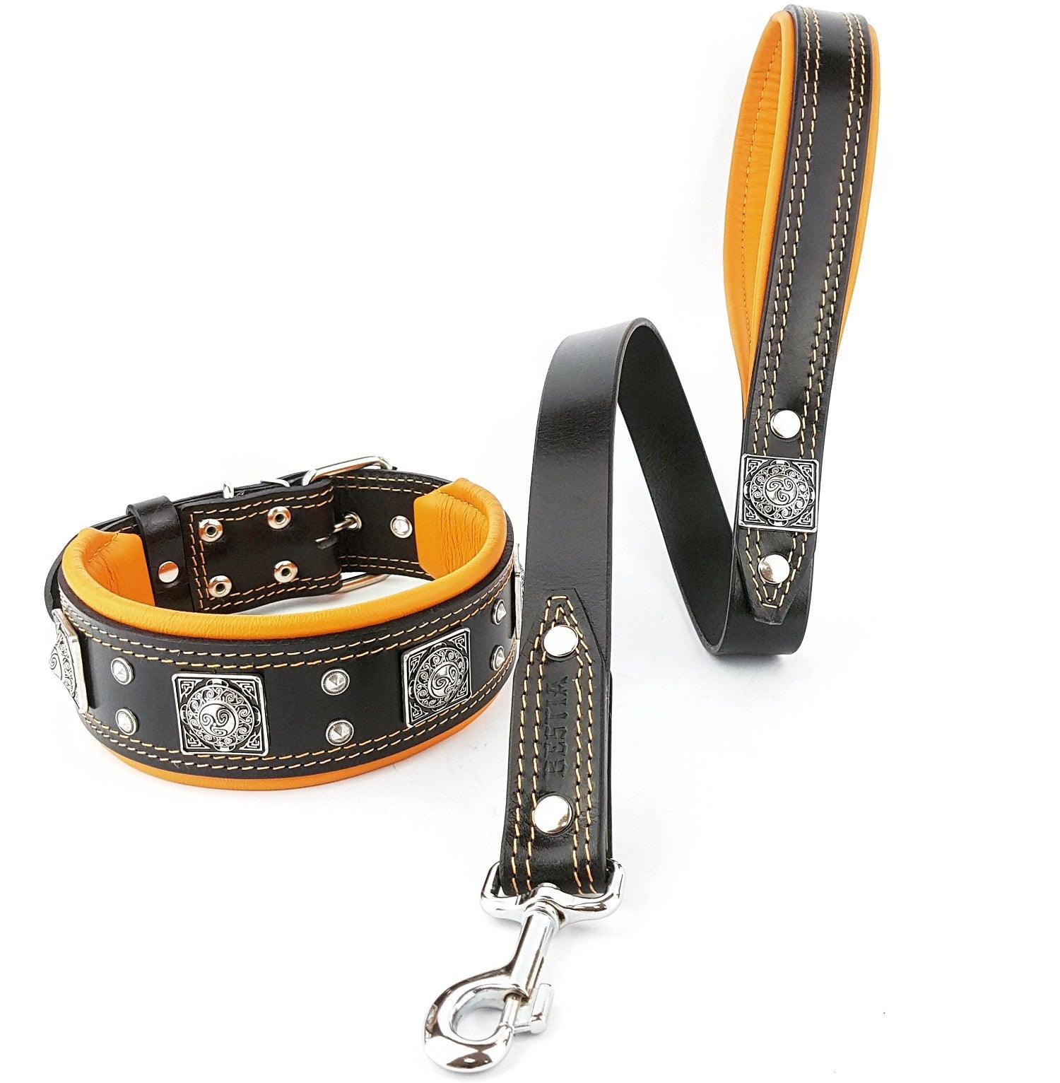 The "Eros" collar 2.5 inch wide black & orange-1