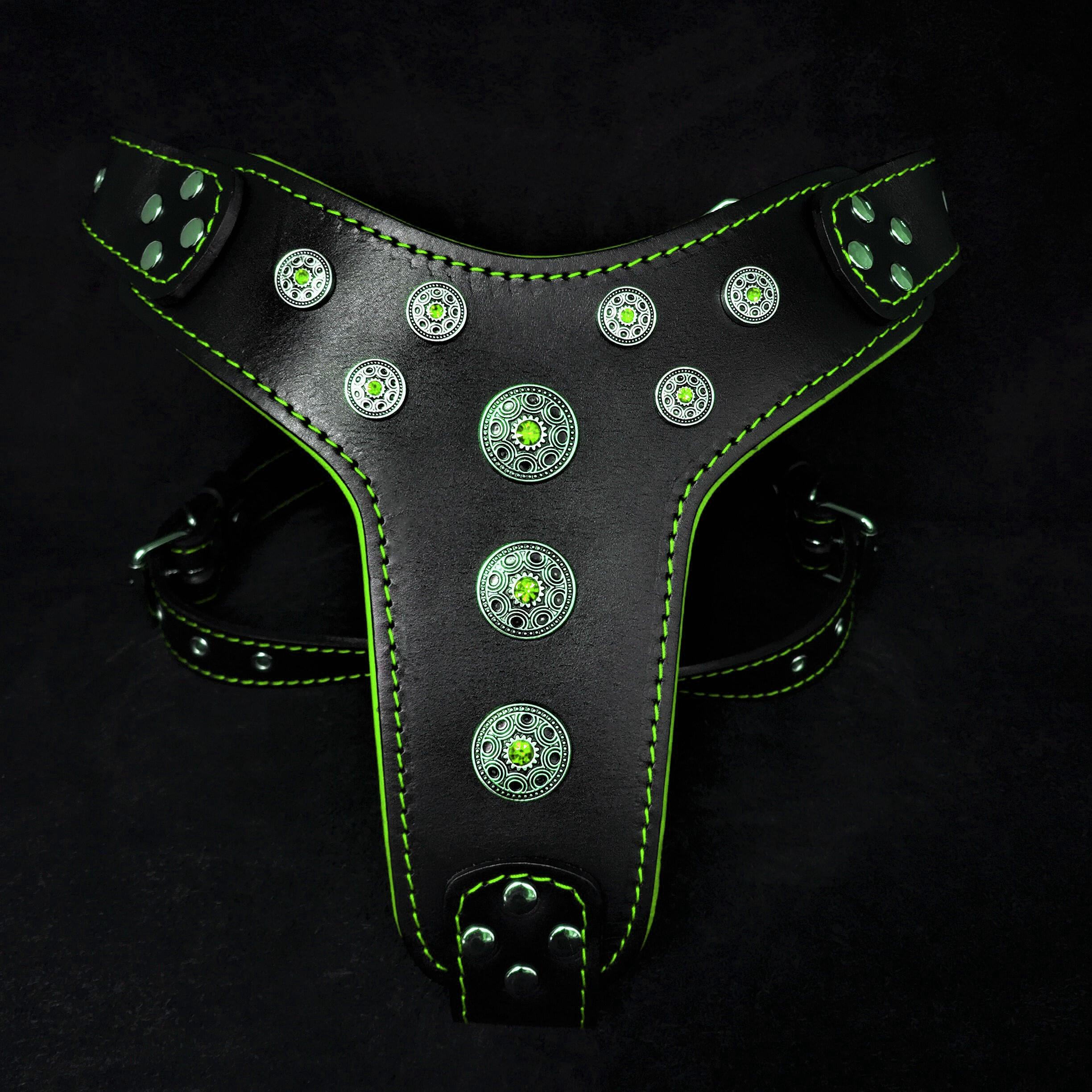 ''Bijou'' harness Black & Green for big dogs-0
