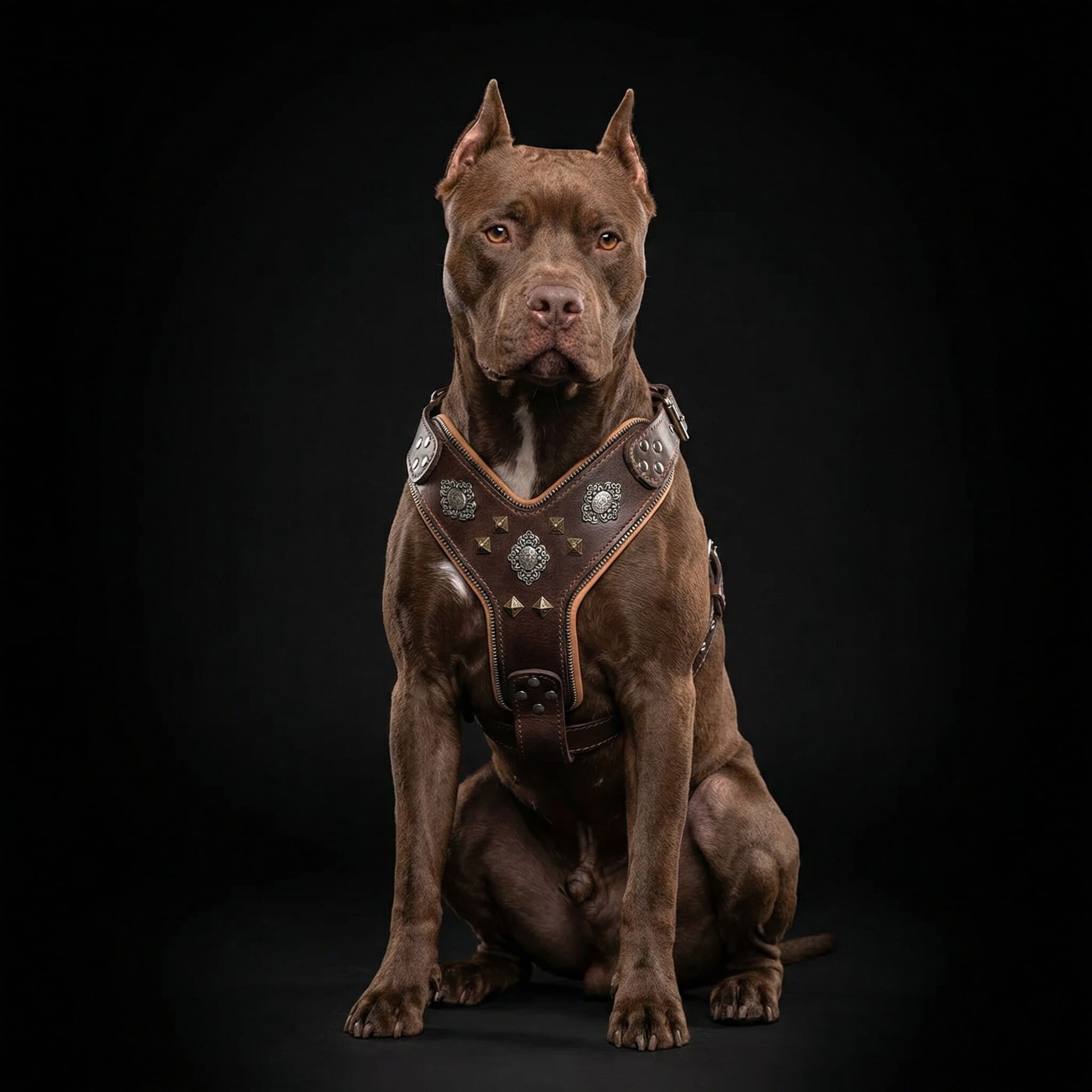 The "Aztec" big dogs harness BROWN-2