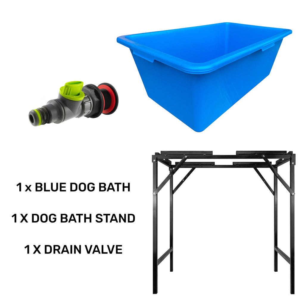 Blue Dog Bath with Drain Valve (Lime) and Stand for DIY Workshop Accessory-1