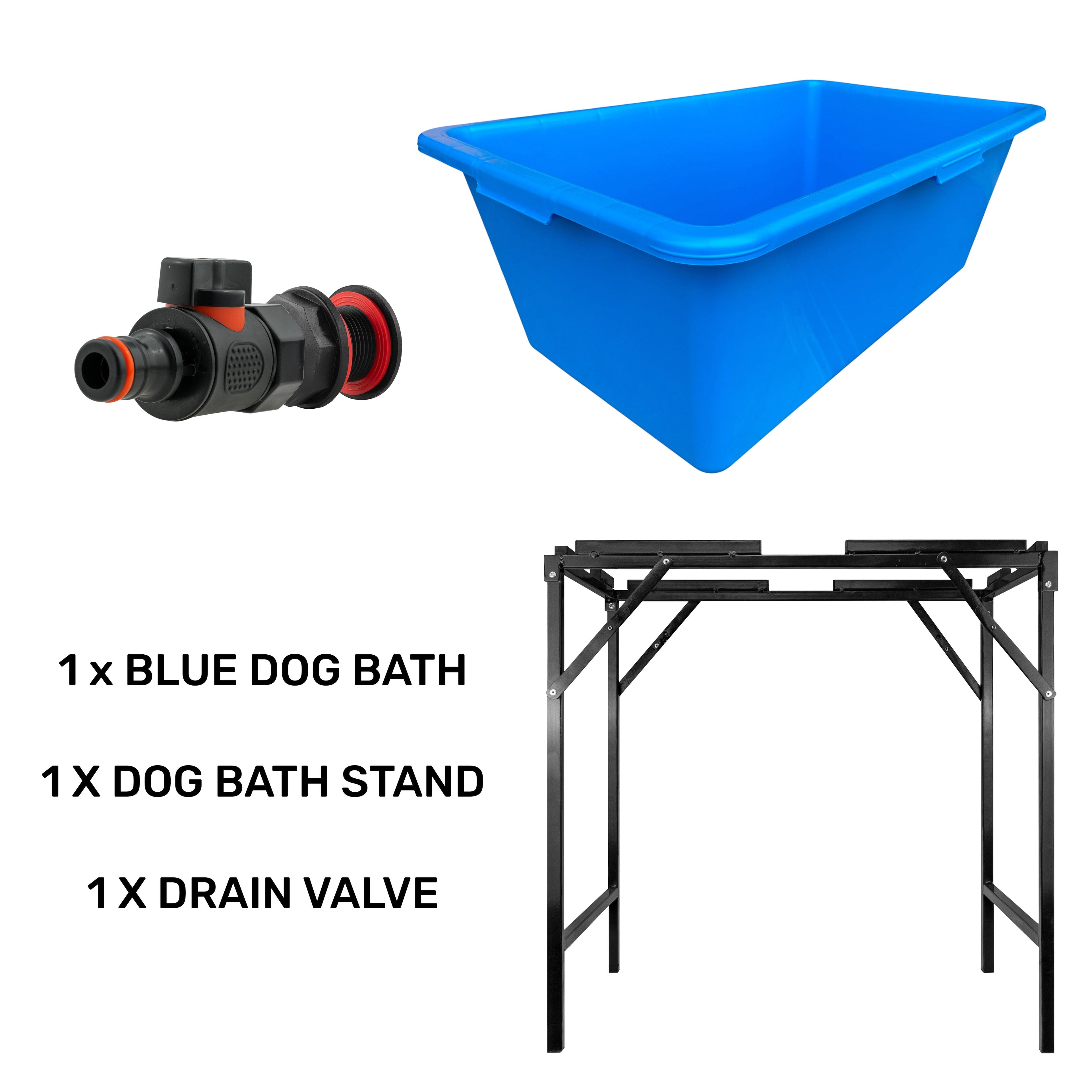 Blue Dog Bath with Drain Valve (Black) and Stand for DIY Workshop Accessory-1