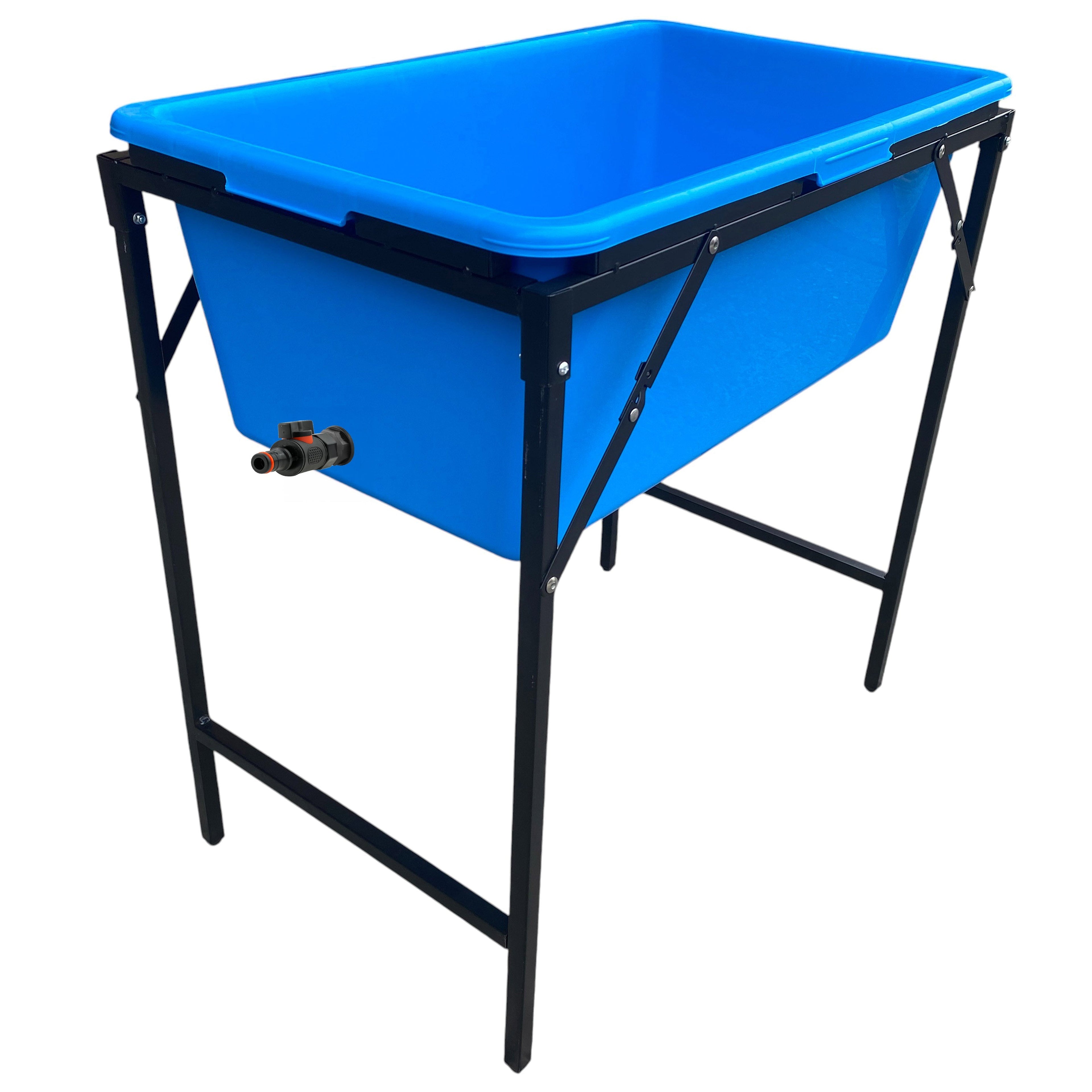 Blue Dog Bath with Drain Valve (Black) and Stand for DIY Workshop Accessory-0