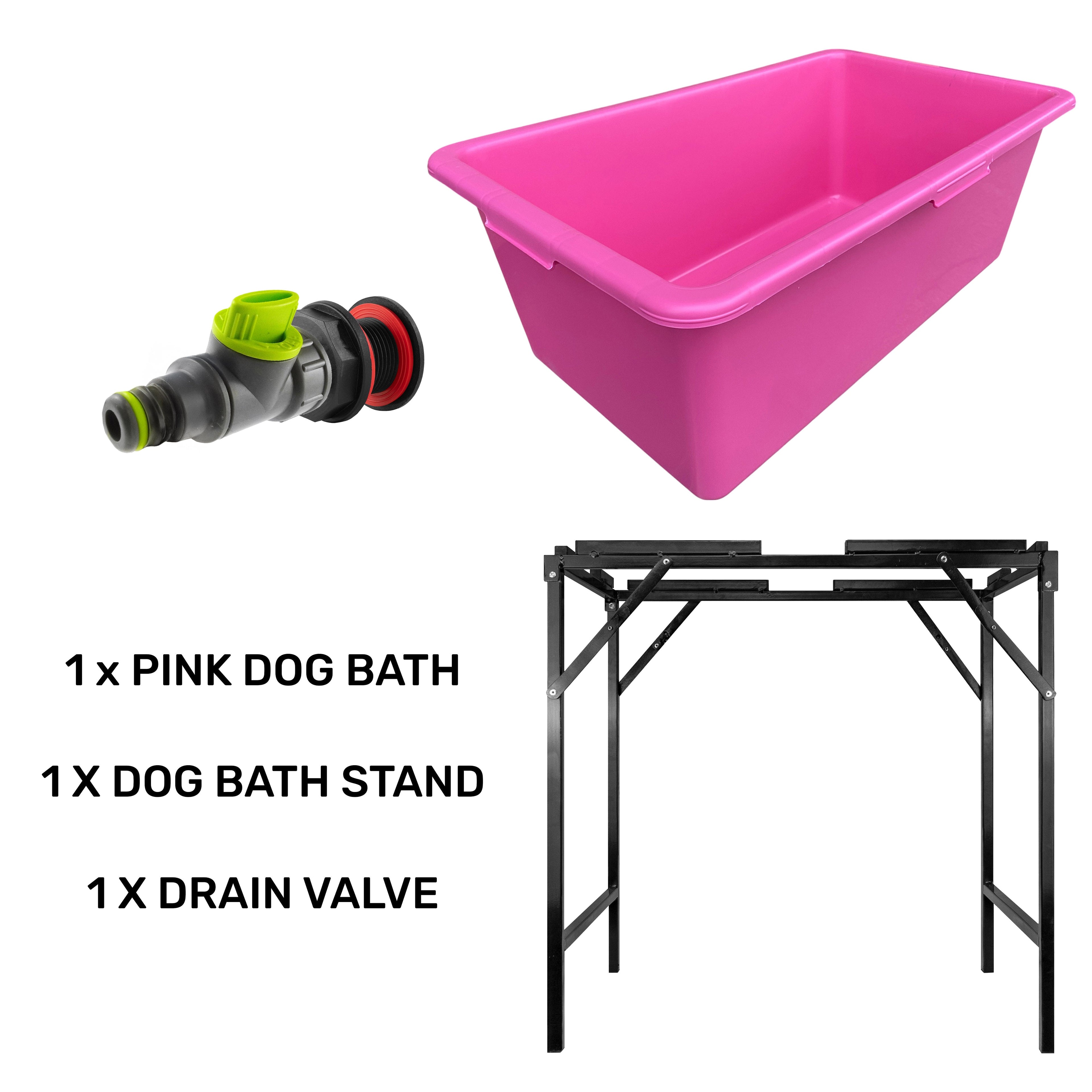 Pink Dog Bath with Drain Valve (Lime) and Stand for DIY Workshop Accessory-1