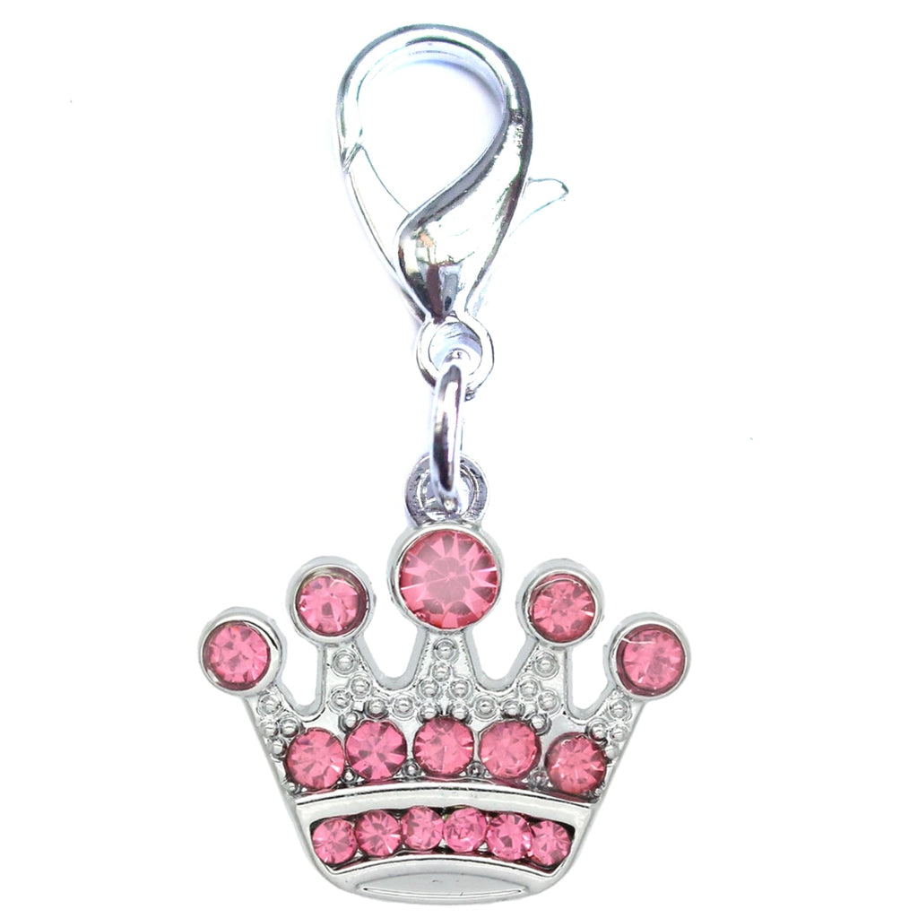 Crystal Crown Dog Cat Charm Silver-1