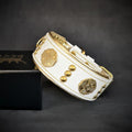 The "Maximus" collar 2 inch wide white & gold-0